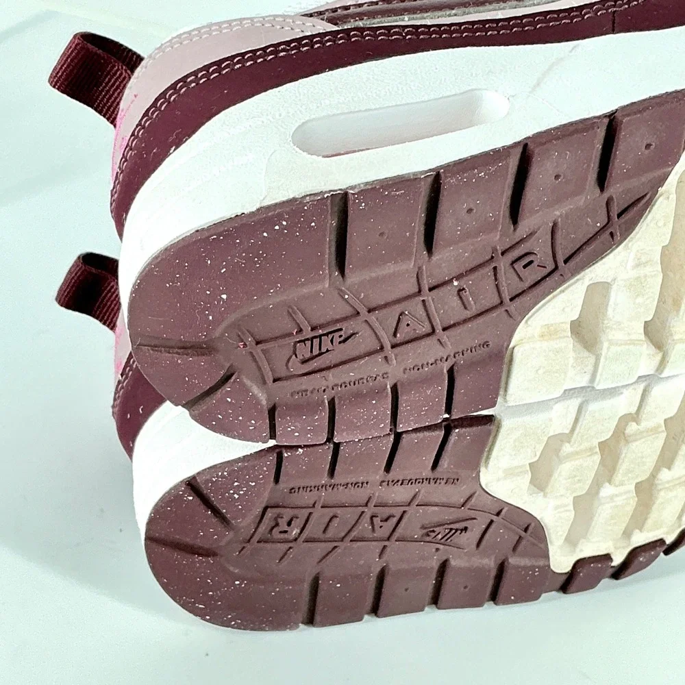Nike Air Max 1 Girls Size 11C‎ 11 C Sneakers Easy On White Burgundy Pink Kids
